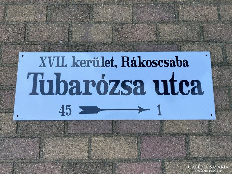 Tubarózsa utca (85 cm x 30 cm) - peremes utcatábla, zománctábla