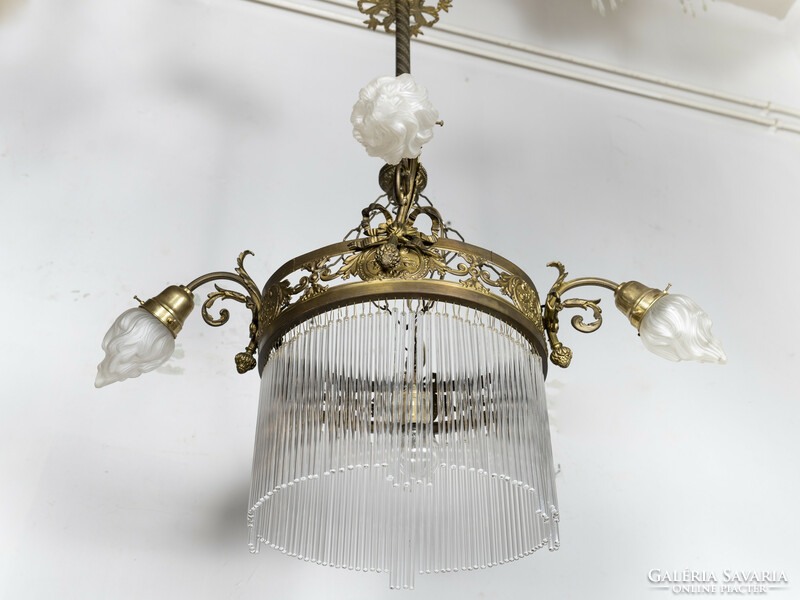 Spaghetti glass chandelier with torch covers