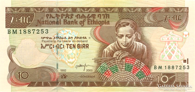 Etiópia 10 birr 2000 UNC