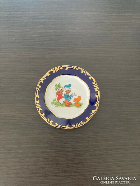 Zsolnay pompadour iii ring holder bowl, mini plate with Donald duck
