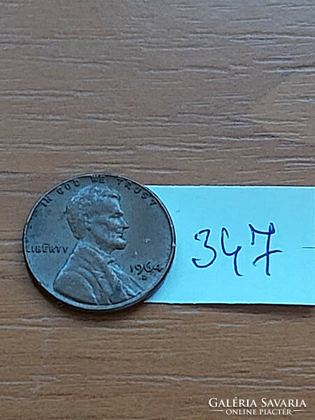 Usa 1 cent 1964 / d, abraham lincoln, copper-zinc 347