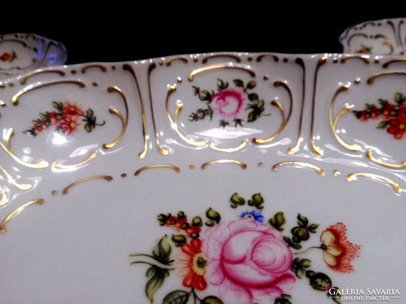 Hollóháza pannonia hand-painted Viennese rose treats set - art&decoration