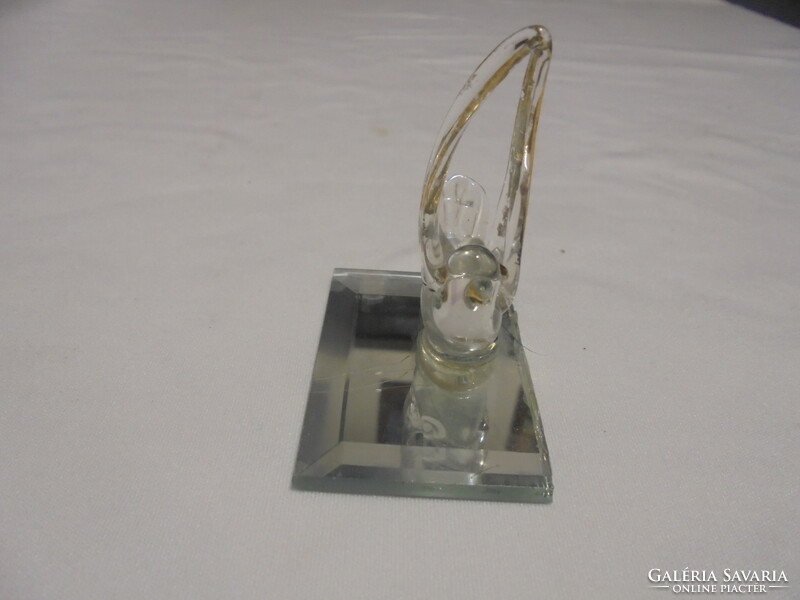 Retro üveg figura - hattyús, tükrös hőmérő, madár tükrös talpon, kacsa - együtt