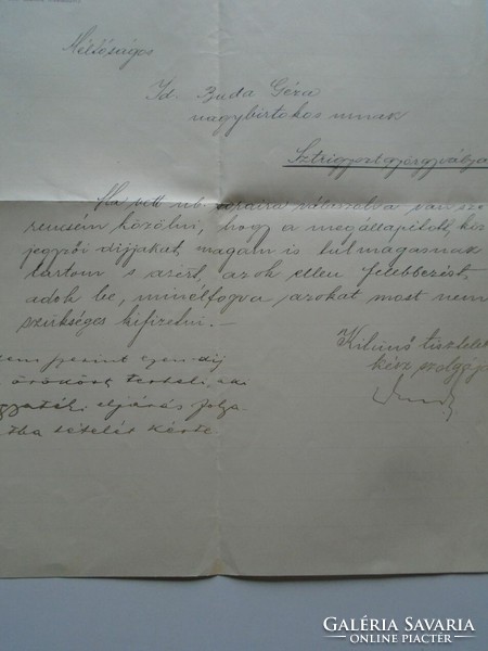 ZA486.9  -Levél 1906 Dr. Schulhof Zsigmond ügyvéd- Hunyad vármegye főügyésze -Sztrisztgyörgyváralja
