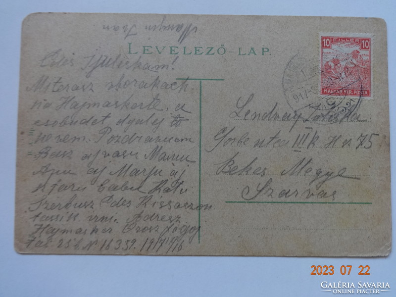 Old, antique postcard: Budapest, Kossuth lajos-utca (1917)