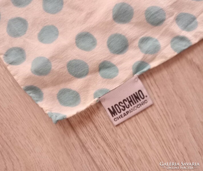 Moschino silk scarf with fun spring-summer colors.