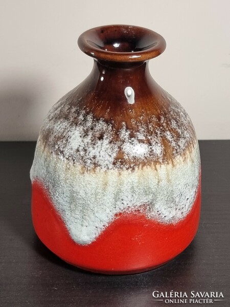 Brown and red fat lava baj ceramic vase 8212/model. West German ceramics, 1970s