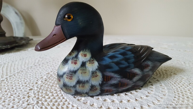 Beautiful, handmade wooden duck figure, decoration