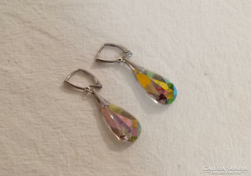 Swarovski rainbow crystal silver earrings