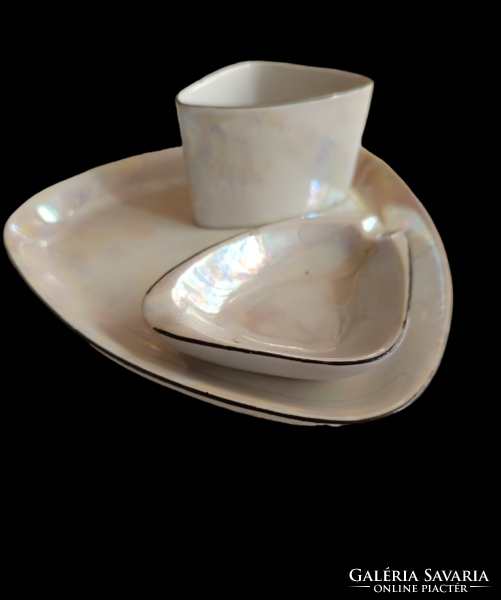 Hollóháza porcelain mother-of-pearl wine glass for smoking set