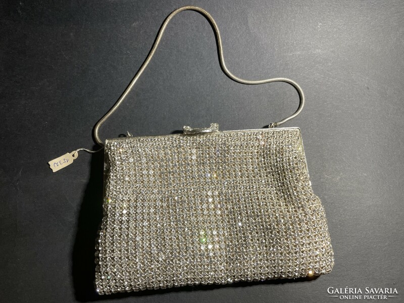 Art deco silver-plated crystal ball bag from the 1930s in brand new condition