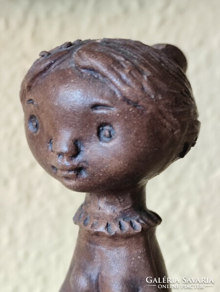Kerámia lányka retro korongolt szobor Gönczi "Maxi" fotóművész hagyatékából
