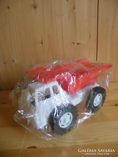 Old, retro plastic tipper car children's toy from the 1980s, unopened - drugstore -