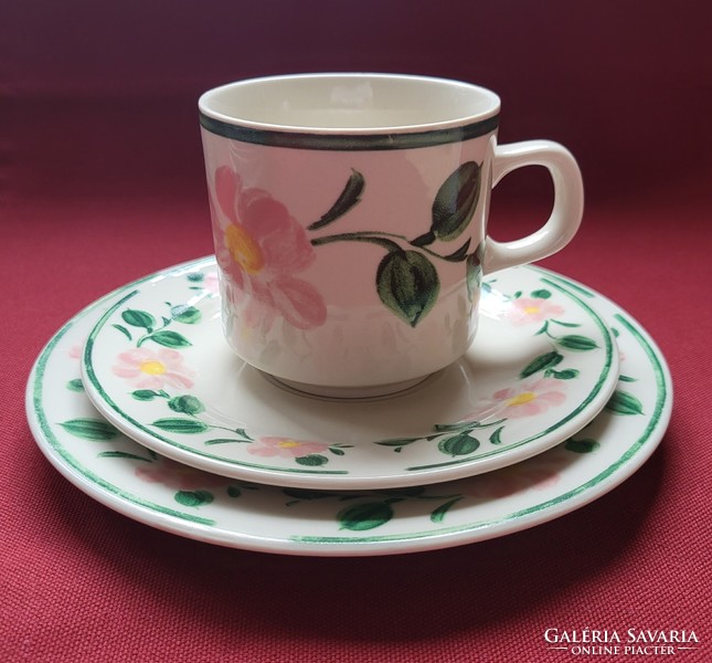 Vier Jahreszeiten német porcelán reggeliző szett csésze csészealj kistányér kávés teás virág minta