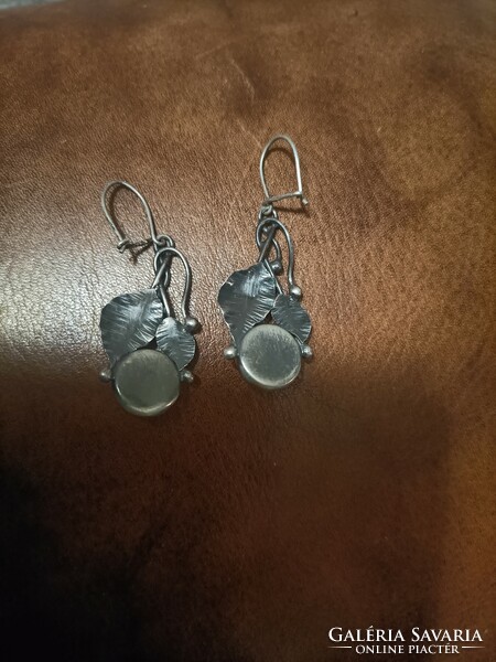 Old art nouveau silver earrings with amber