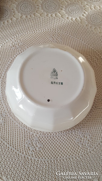 Nice old small granite bowl with blue flowers