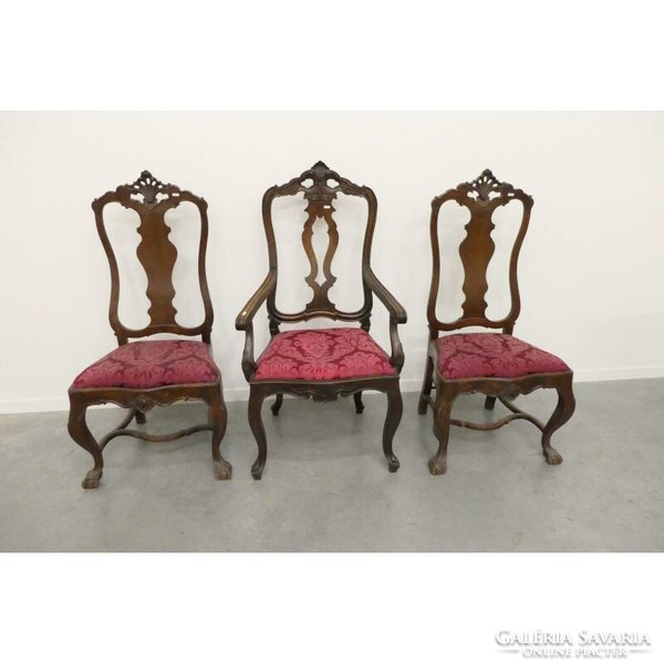 Chippendale armchair, two with a pair of chairs