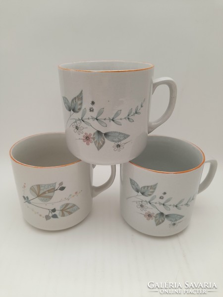 Zsolnay mug with floral pattern, with luster edge, 3 pieces in one