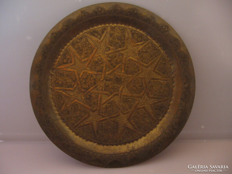 Persian, oriental pattern chiseled copper decorative plate