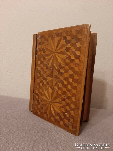 Wooden box, book-shaped inlaid box