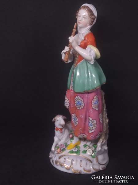 Alt wien jelzésű figura kézi festésű porcelán – nő báránnyal