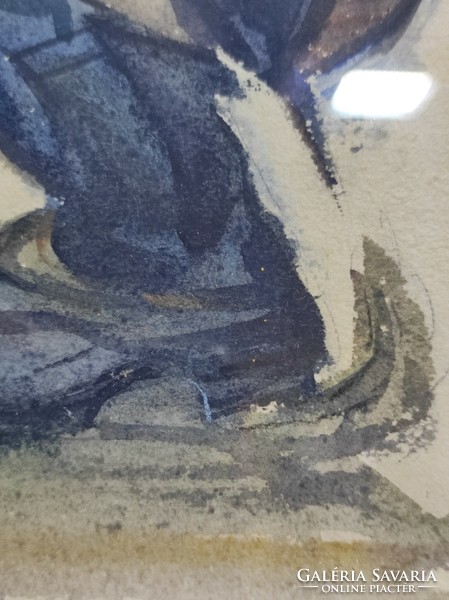 A kis csellista Hummel akvarell...Üvegezett fa keretben.  43 x 33 cm..