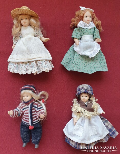 4pcs old porcelain head doll porcelain head hand foot doll house size doll