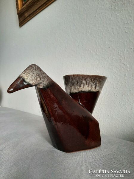 Ceramic vase in the shape of an origami bird