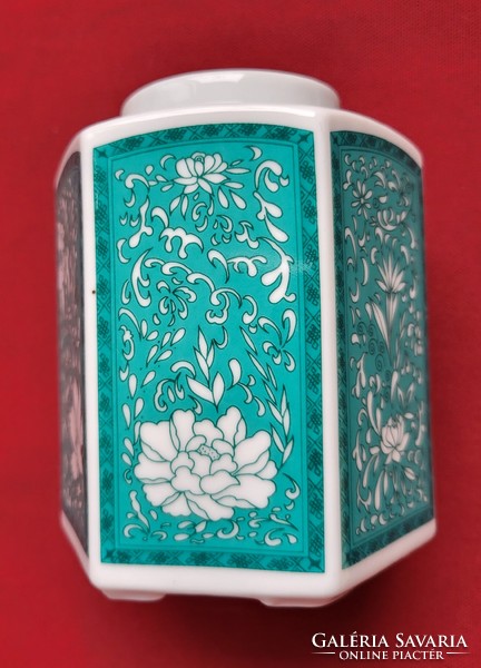 Türkiz porcelán váza asztal dekoráció dísz