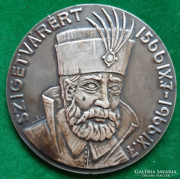 István Iván: Hero of Szigetvár Miklós Zrínyi 1566-1966, silver-plated plaque