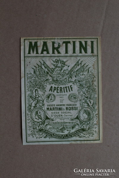 Antique old martini label drink paper label