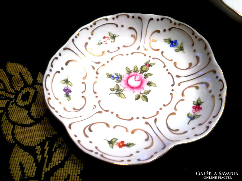 Hollóháza pannonia hand-painted Viennese rose treats set - art&decoration