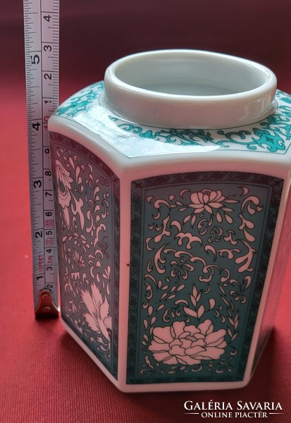 Türkiz porcelán váza asztal dekoráció dísz