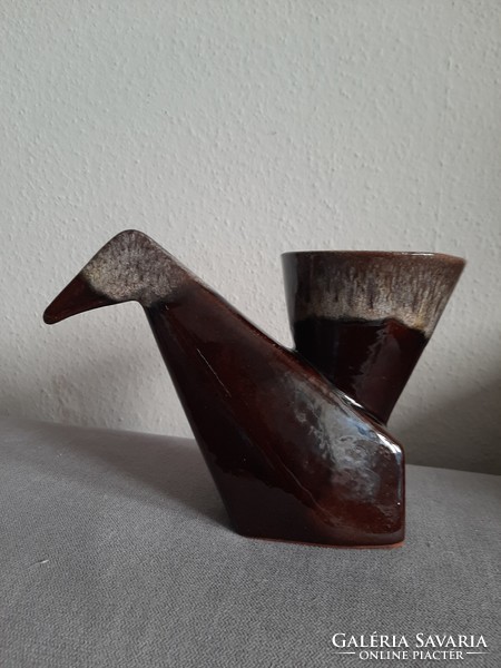 Ceramic vase in the shape of an origami bird