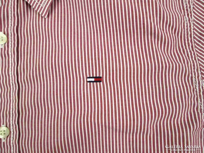 Original tommy hilfiger slim fit (m) elegant striped long sleeve men's shirt