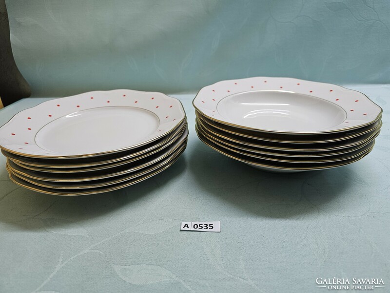 A0535 Bohemian dotted flat and deep plates 6 each