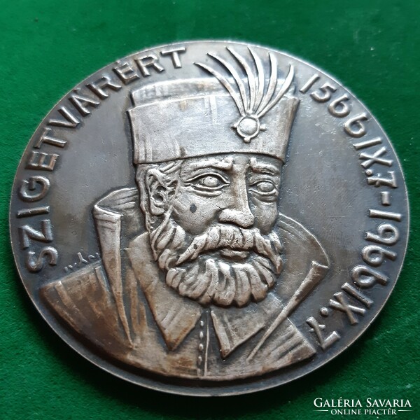 István Iván: Hero of Szigetvár Miklós Zrínyi 1566-1966, silver-plated plaque