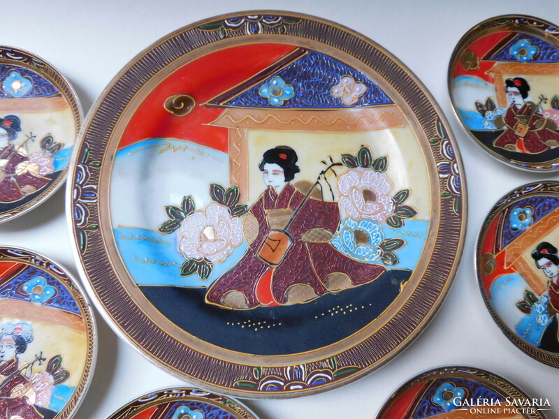Japán satsuma kézzel festett desszertes készlet - 7 darab