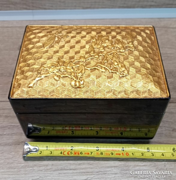 Japanese antique carved gilded lacquer box