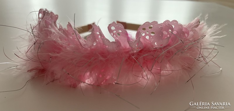 Beautiful fluffy marabou feather lace delicate pink baby girl headband