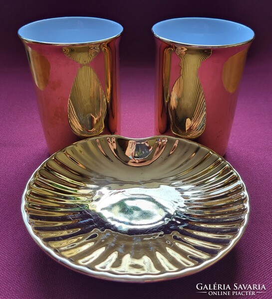 Ilona bavaria richly gilded German porcelain cup mug bowl shell bowl centerpiece offering vase