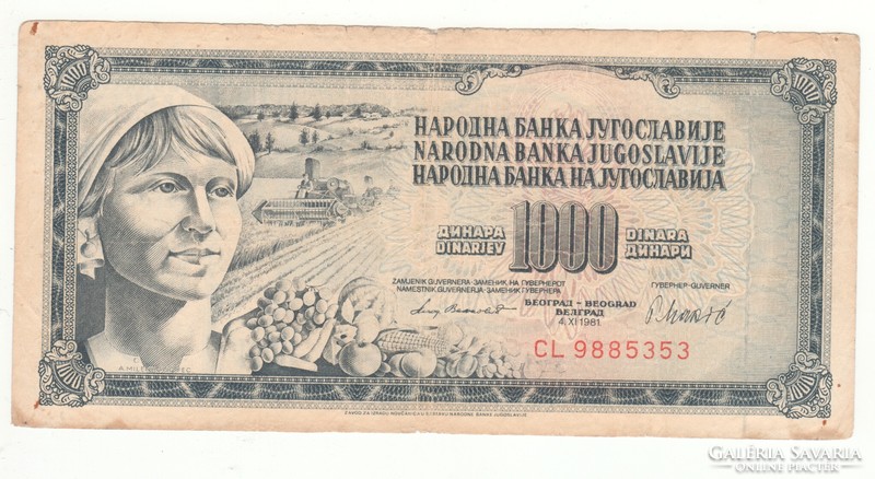 *1000 DINARA 1981 JGOSZLÁVIA*