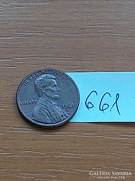 USA 1 CENT 1981 / D,  Abraham Lincoln, Réz-Cink  661