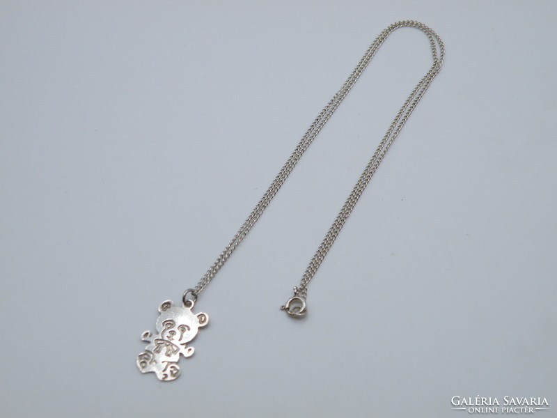 Uk0220 cute teddy bear silver pendant and necklace 925 sterling silver teddy bear