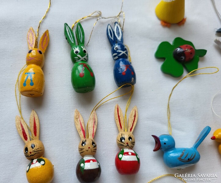 Régi húsvéti fa nyuszi nyúl csibe liba madár figura dekoráció kellék dísz