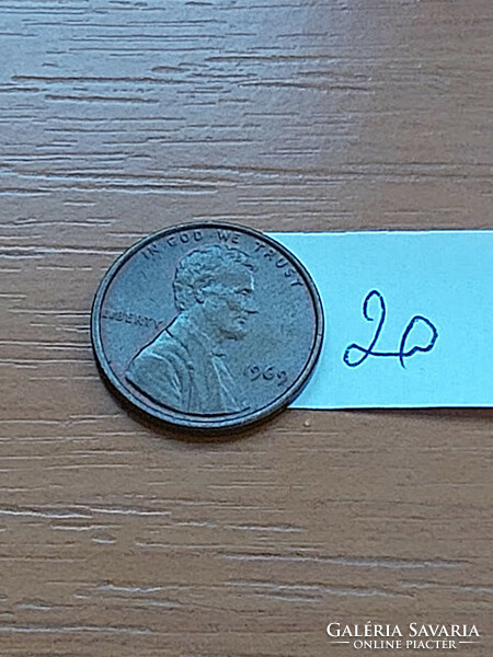 Usa 1 cent 1969 abraham lincoln, copper-zinc 20