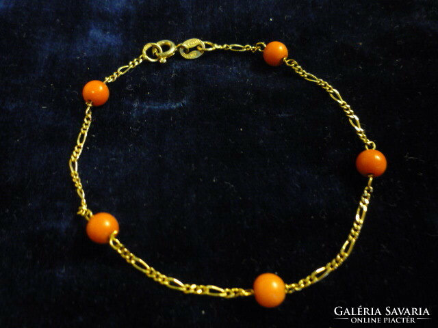 Gold bracelet with coral beads 2108 17