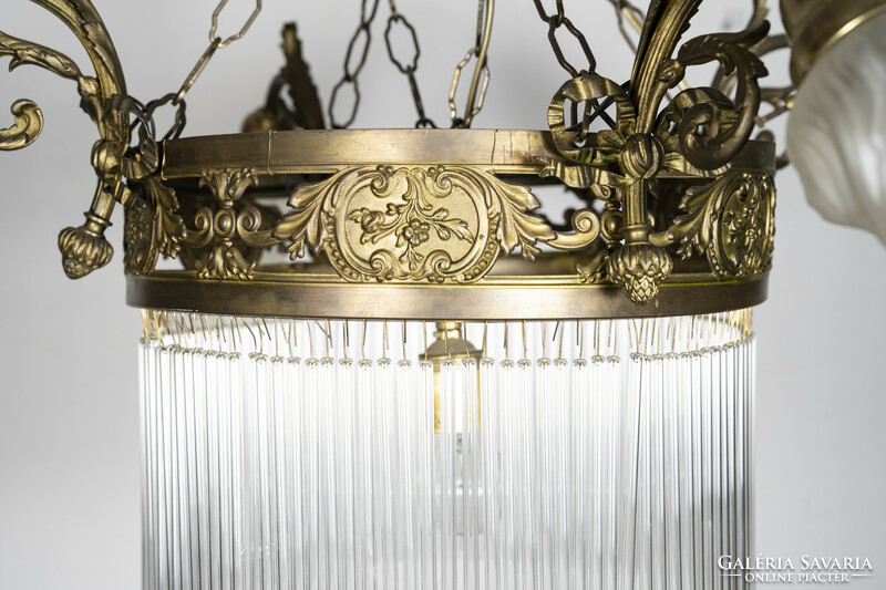 Spaghetti glass chandelier with torch covers