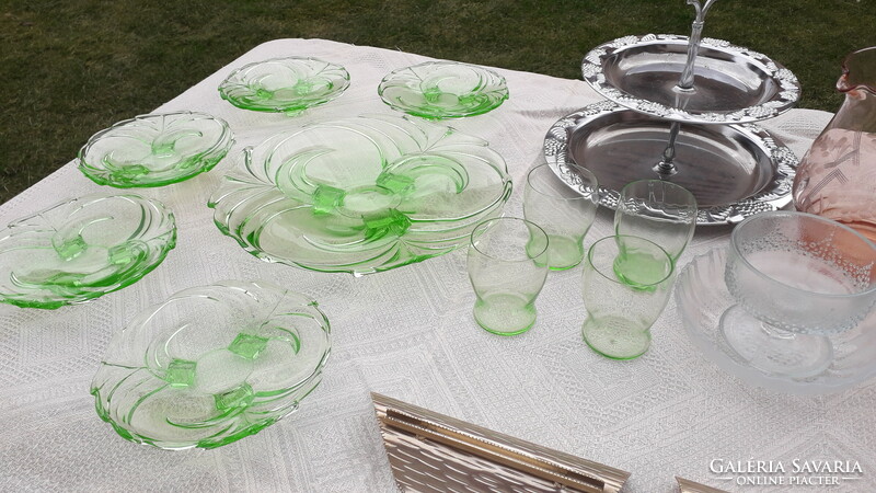 17-piece package - retro kitchen equipment, glass plate, glass, tray, jug, napkin holder