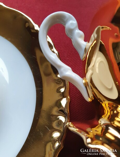 Bavaria német porcelán kávés szett dúsan aranyozott csésze csészealj eszpresszó espresso mokkás